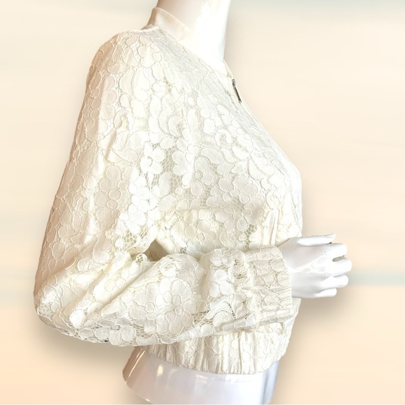 ELA CREAM LACE BOMBER MOTO STYLE JACKET. WOMEN’S SIZE 10 - Picture 3 of 7